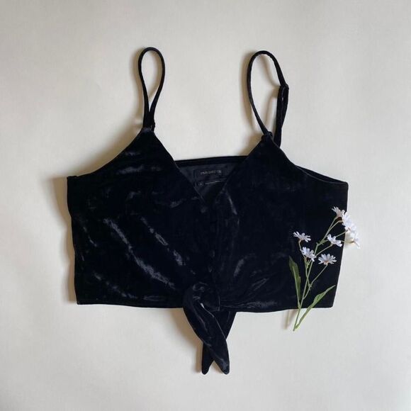 Urban Outfitters black velvet crop top - Picture 1 of 5
